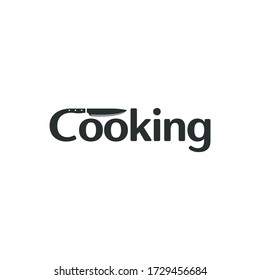 Diseño de logotipo de cocina, logotipos de cuchillo espacial negativos, inspiración de ilustración de vectores de letras