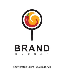Plantilla de diseño de logotipo de cocina. Ilustración de comida picante