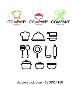 cooking logo with icon set