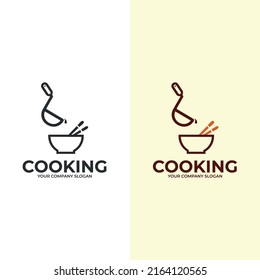 Cooking logo. Icon or symbol for design menu restaurant. Graphic logo template for cooking cuisine course. Vector Illustration