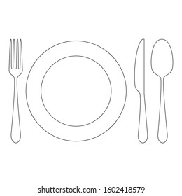 Cooking logo icons. Fork, spoon, plate and knife isolated vector illustration