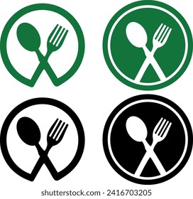 Cooking logo icons. Fork and spoon isolated vector illustration,  Vector illustration of a crossed fork and spoon. Cooking and gastronomy symbol., Cooking logo icons. Fork, spoon and knife isolated