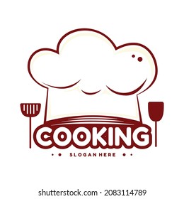 Cooking Logo Template With Cheef Hat And Spatula