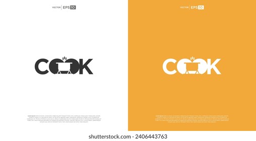Kochen Logo Text Buchstaben Koch. Symbol oder Symbol für Design-Menü-Restaurant