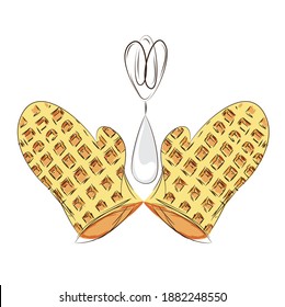 Logo de cocina waffles vectores de comida 