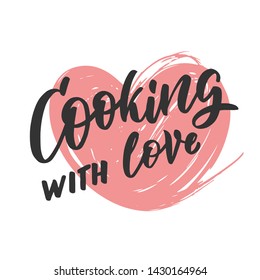 Cooking LOVE lettering. Hand drawn vector eps10. Composition for badges, labels, logo, bakery, street festival, farmers market, country fair, shop, kitchen classes, cafe, food studio, stories, posts