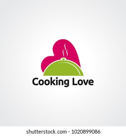 cooking love logo vector, icon, template, and element for business