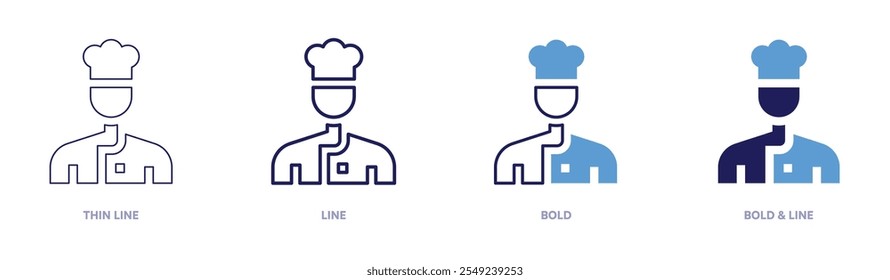 Cooking master chef icon in 4 different styles. Thin Line, Line, Bold, and Bold Line. Duotone style. Editable stroke.