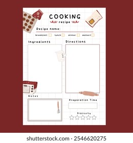 Cooking meal food recipe planner maroon christmas baking template