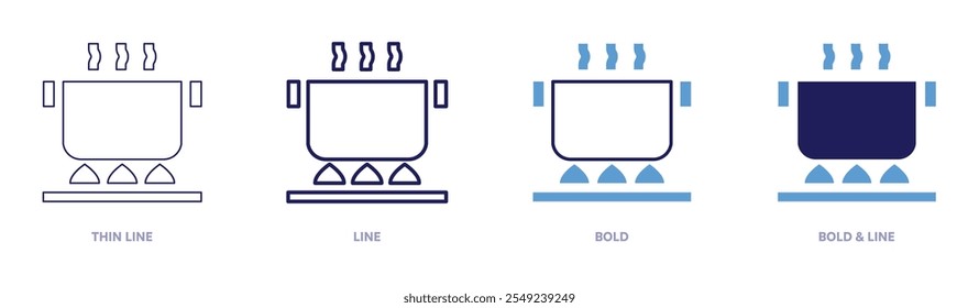 Cooking meals icon in 4 different styles. Thin Line, Line, Bold, and Bold Line. Duotone style. Editable stroke.