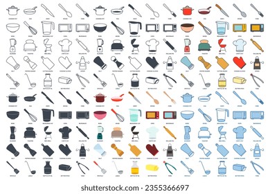 Cooking mega set icon set, Included icons as Knife, Bowl, Blender and more symbols collection, logo isolated vector illustration