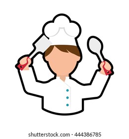 Cooking and Menu concept represented by chef cartoon icon. isolated and flat illustration 
