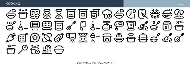 Cooking Cooking Method Boil Fry Bake Roast Grill Steam Sauté Icons Collection