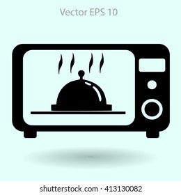 cooking in a microwave oven vector