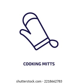 Cooking Mitts Icon From Food Collection. Thin Linear Cooking Mitts, Cooking, Kitchen Outline Icon Isolated On White Background. Line Vector Cooking Mitts Sign, Symbol For Web And Mobile