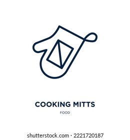 Cooking Mitts Icon From Food Collection. Thin Linear Cooking Mitts, Cooking, Kitchen Outline Icon Isolated On White Background. Line Vector Cooking Mitts Sign, Symbol For Web And Mobile