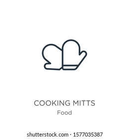 Cooking mitts icon. Thin linear cooking mitts outline icon isolated on white background from food collection. Line vector sign, symbol for web and mobile