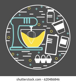 Cooking. Mixer. Vector illustration.
