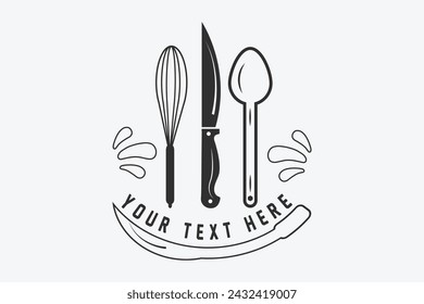 Diseño de monograma de cocina, emblema de cocina gourmet, maestría de monograma de cocina, monograma de logotipo de cocina, logotipo del chef, insignia de monograma culinario, arte de cocina, logotipo elegante