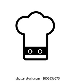 Cooking ninja outline vector icon. Kitchen hat. Fashion culinary uniform. Costume element. Samurai eyes. Flat simple line design illustration. 