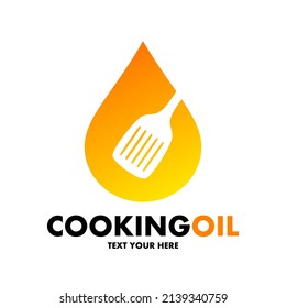 Cooking oil vector logo template. This design use spatula symbol. Suitable or food.