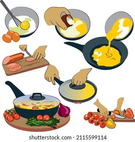 cooking omelette breakfast recipe kitchen