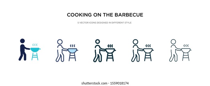 cooking on the barbecue icon in different style vector illustration. two colored and black cooking on the barbecue vector icons designed in filled, outline, line and stroke style can be used for
