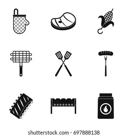 Cooking on fire icons set. Simple set of 9 cooking on fire vector icons for web isolated on white background