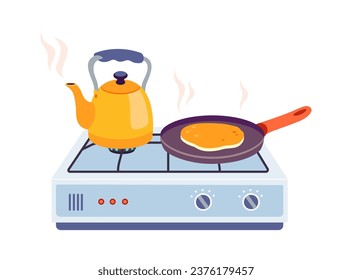 Cuisine Sur Illustration Vectorielle Gaz Cooktop