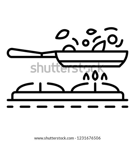 Cooking on griddle pan icon. Outline cooking on griddle pan vector icon for web design isolated on white background
