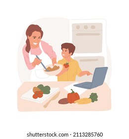 Cooking Online Class Abstract Concept Vector Illustration. Healthy Eating Online Class For Kids, Cooking Virtual Camp, Summer Program, PA Day, After School Education, Daycare Abstract Metaphor.