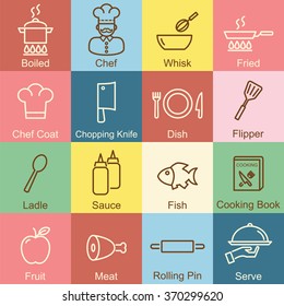cooking outline design, vector infographic elements
