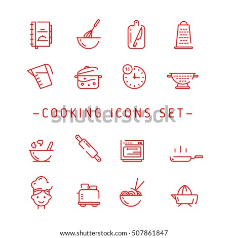 Cooking outline Icons. Outline Vector Cooking Icon. Cooking Icons Set