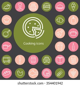 cooking outline, thin, flat, digital icon set for web and mobile