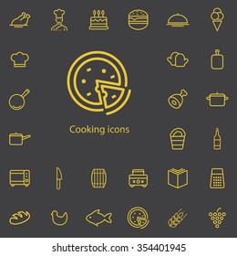 cooking outline, thin, flat, digital icon set for web and mobile