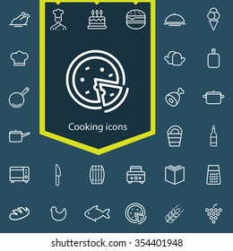 cooking outline, thin, flat, digital icon set for web and mobile