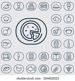 cooking outline, thin, flat, digital icon set for web and mobile