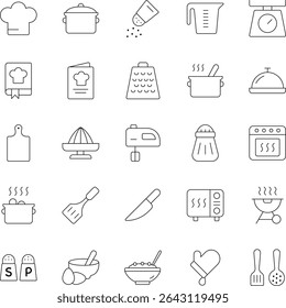 Paquete de iconos vectoriales de contorno de cocina