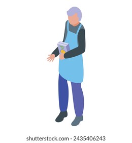 Cooking package food icon isometric vector. Elderly time. Social work healthcare