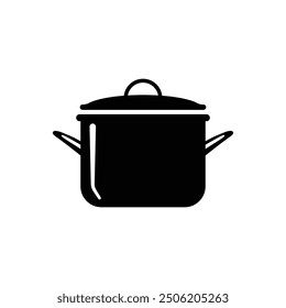 Cooking pan black and white flat vector icon design. Cooking pan symbol and clip art