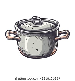 Cooking pan, boiling soup icon isolated