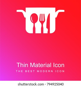 Cooking pan and cutlery set red and pink gradient material white icon minimal design