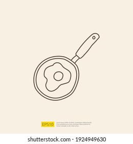 cooking pan doodle icon for cooking concept. stroke line sign symbol vector illustration