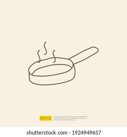 cooking pan doodle icon for cooking concept. stroke line sign symbol vector illustration