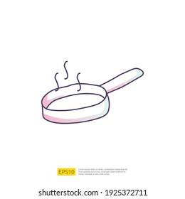cooking pan doodle icon for cooking concept. Gradient fill line sign symbol vector illustration