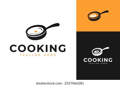 Cooking pan and egg logo for cooking design template vector illustration