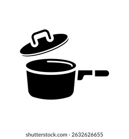 Cooking Pan Fill Icon. Black and White Pan Symbol