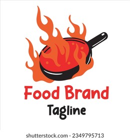 Logotipo de Pan de cocina con fuego caliente para alimentos