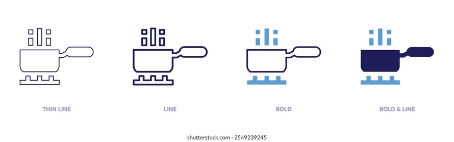 Cooking pan icon in 4 different styles. Thin Line, Line, Bold, and Bold Line. Duotone style. Editable stroke.