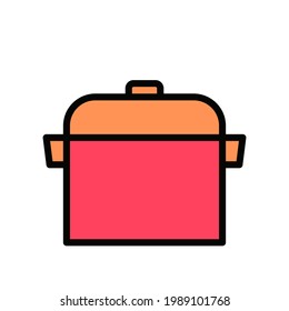 Cooking pan icon Design Template. Illustration vector graphic. simple flat color line style icon isolated on white background. Perfect for your web site design, logo, symbols of restaurants, cafe